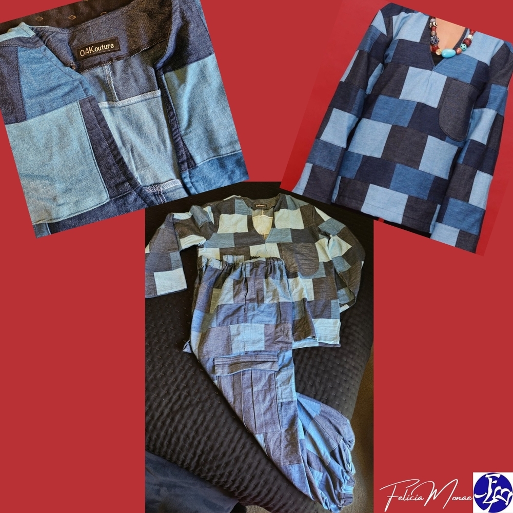 Original OAKouture Patchwork Denim 2-Piece Set